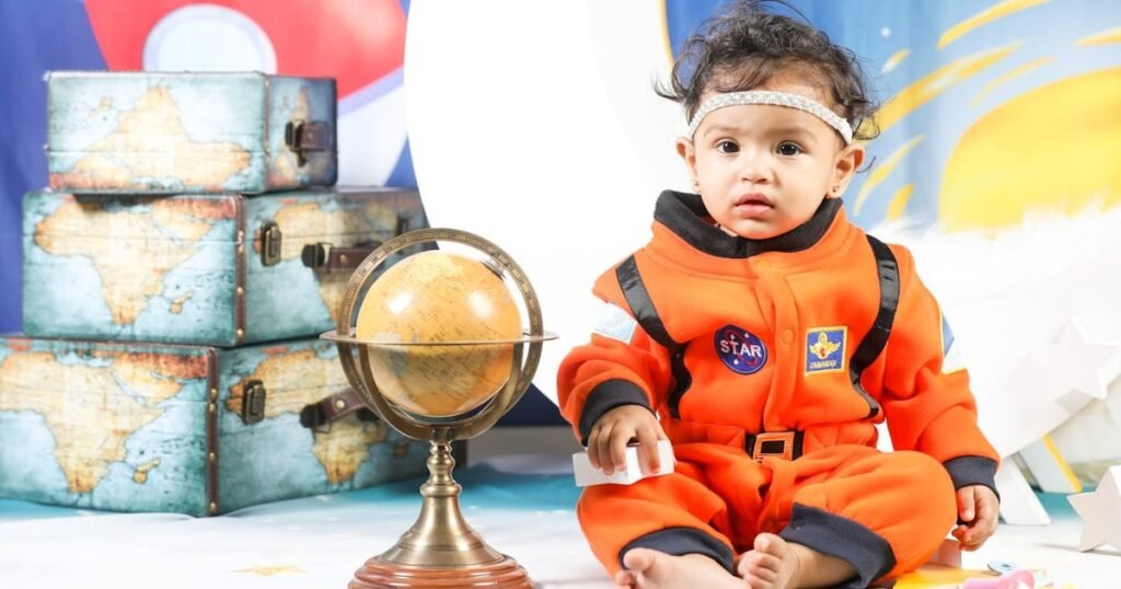 Curious newborn baby exploring and learning about the world