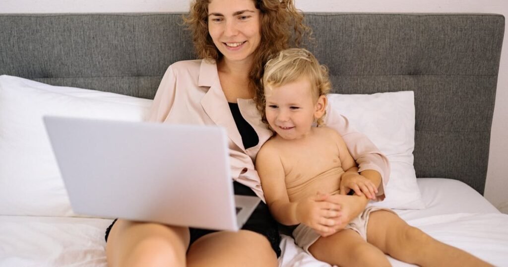Family managing screen time together with age-appropriate rules